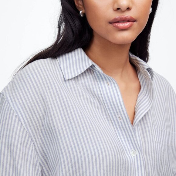 [NWT] Madewell Drapey Long-Sleeve Popover Shirt in Stripe - Picture 4 of 6